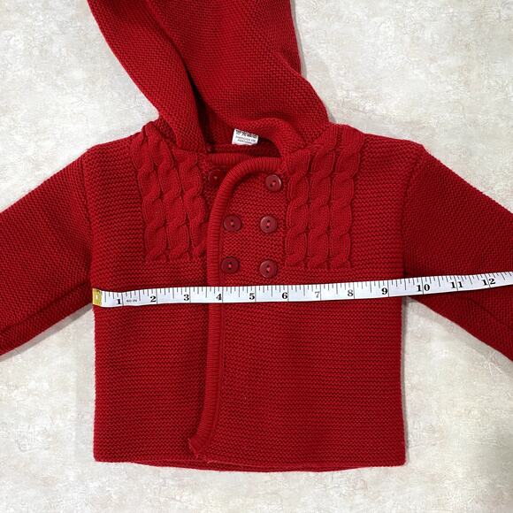2 Knit Baby Hooded Jackets in colors yellow and red Size 12M - Picture 4 of 12